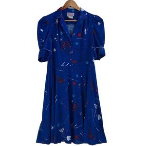 Vintage California Looks Dress Women's 12P Collared Elastic Waist